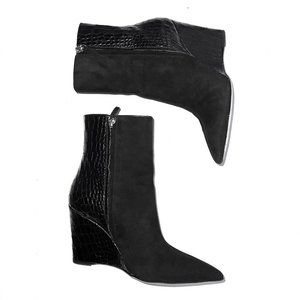 Giuseppe Zanotti Wedged Boots, Black Leather